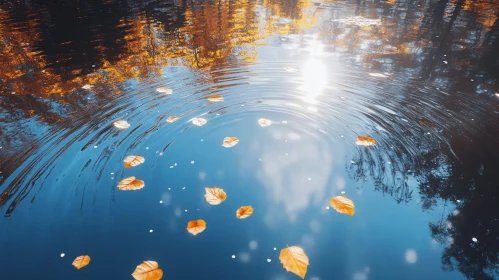 Tranquil Lake with Autumn Leaves and Reflections