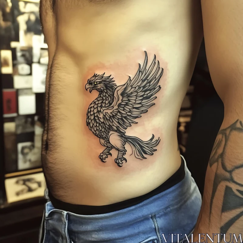 Griffin Tattoo on Torso AI Image
