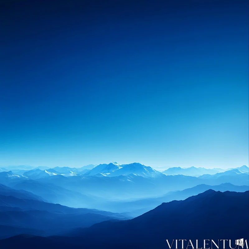 AI ART Tranquil Blue Mountain Vista