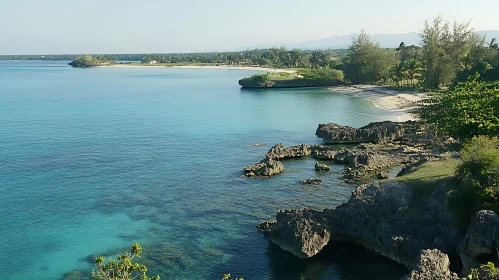 Coastal Serenity: Turquoise Water and Rocks