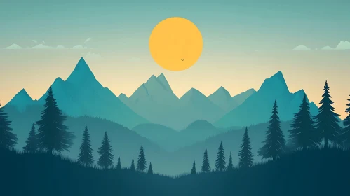 Tranquil Mountain Scene At Sunset