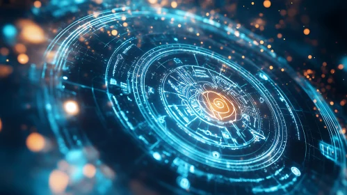 Abstract Tech Circles: Neon Illumination