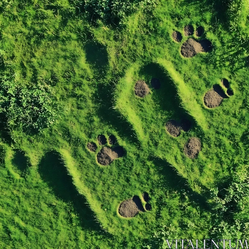 AI ART Aerial View of Dog Paw Prints