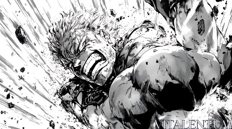 Furious Warrior in Manga Artwork AI Image