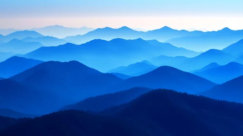 Layered Blue Mountains in Tranquil Scene