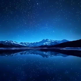 Night Sky Over Mountain Lake