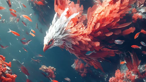 Aquatic Bird with Fiery Plumage
