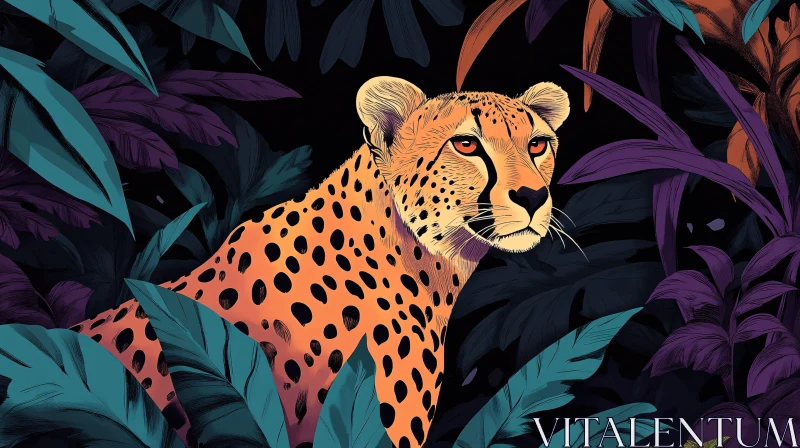 Illustration of Cheetah in Jungle AI Image