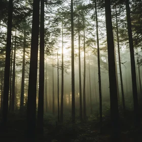 Ethereal Forest with Morning Mist