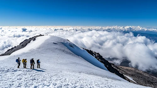 Mountain Climbers Above Cloudscape