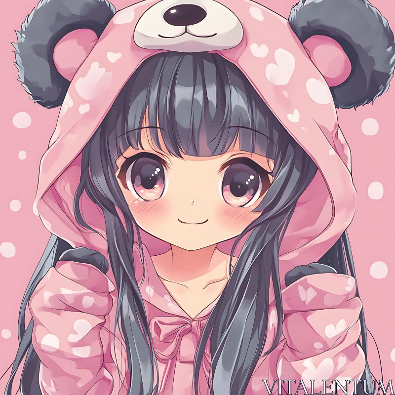 Kawaii Anime Girl in Bear Costume AI Image