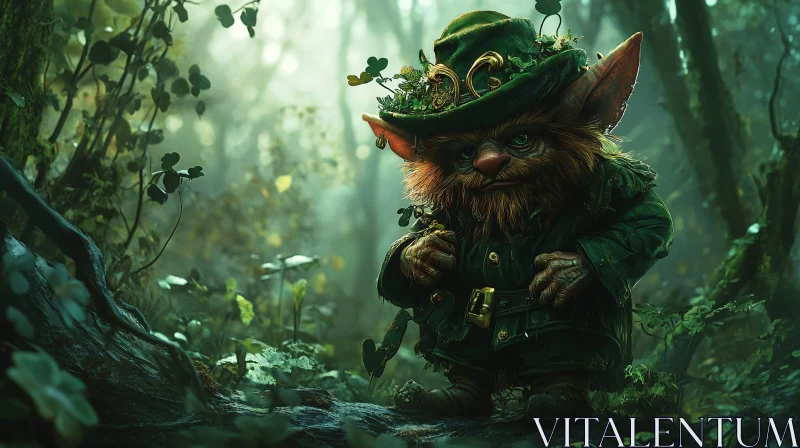 Forest Dweller: A Leprechaun's Portrait AI Image