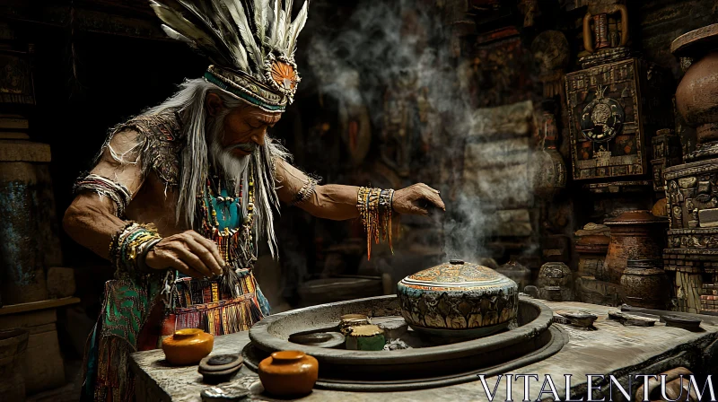 Tribal Shaman Performing Ancient Ritual AI Image