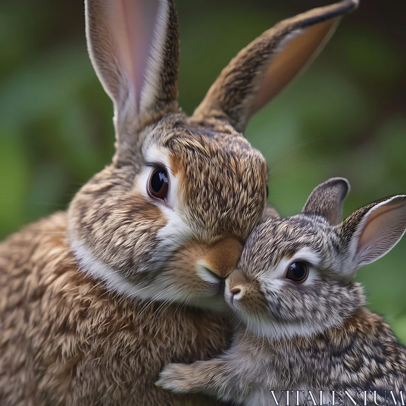 Rabbit Love: A Tender Moment Captured AI Image