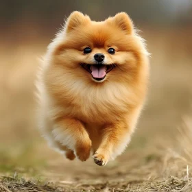 Joyful Pomeranian Dog Running Outdoors