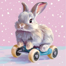 Rabbit Skateboard Adventure Illustration