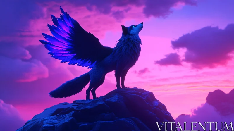 AI ART Fantasy Wolf with Wings