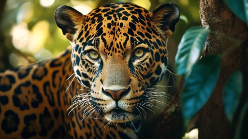 Jaguar Face Close-up in Natural Habitat