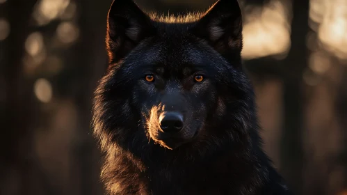 Enigmatic Black Wolf Stare