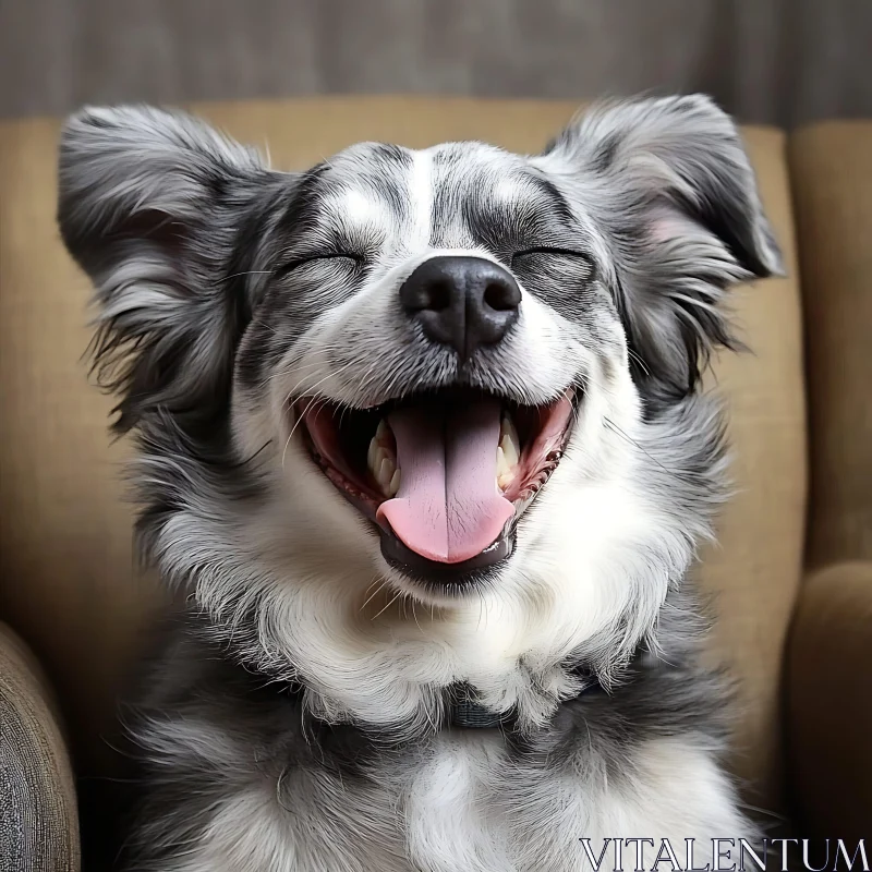 Joyful Dog with Gray and White Fur AI Image