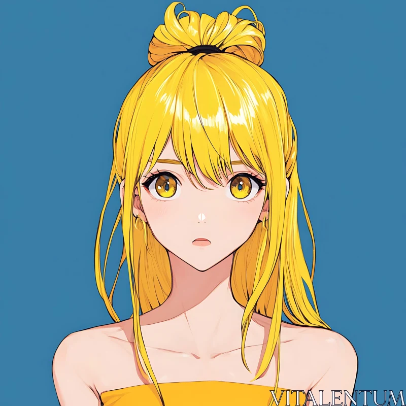 Yellow-Haired Anime Girl AI Image