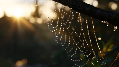 Dewy Spiderweb at Sunrise