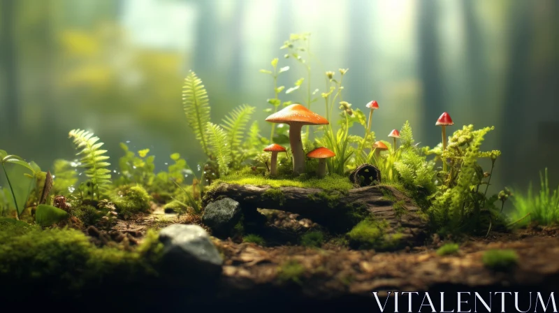 Captivating Mushroom Landscape in Harmonious Colors AI Image