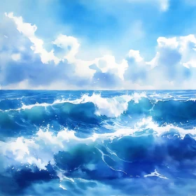 Serene Seascape with Rolling Waves