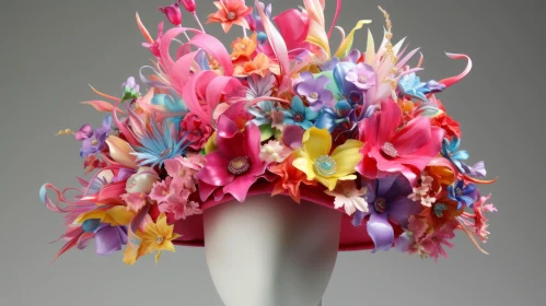 Colorful Floral Hat - Dynamic Still Life with Vibrant Pastels