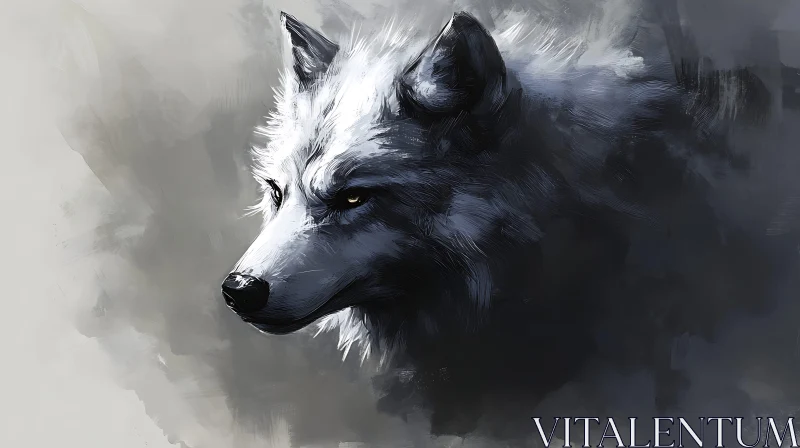 Monochrome Wolf Head Study AI Image