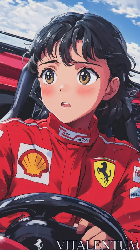 AI ART Anime Racing Character in Red Suit