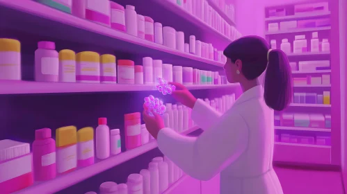 Woman Pharmacist Checking Medication