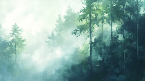 Tranquil Foggy Forest Landscape