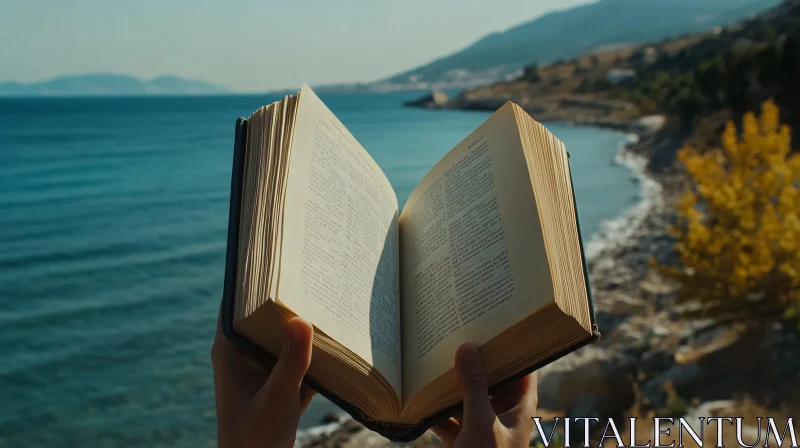 AI ART Open Book by the Sea