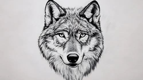 Artistic Wolf Face Drawing