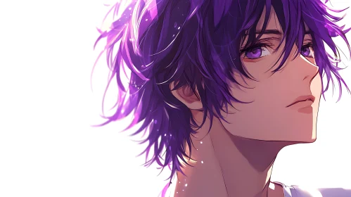 Stylized Anime Male with Purple Hair