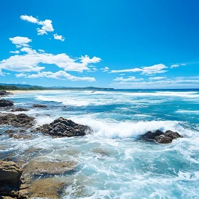 Coastal Scene with Waves and Rocks