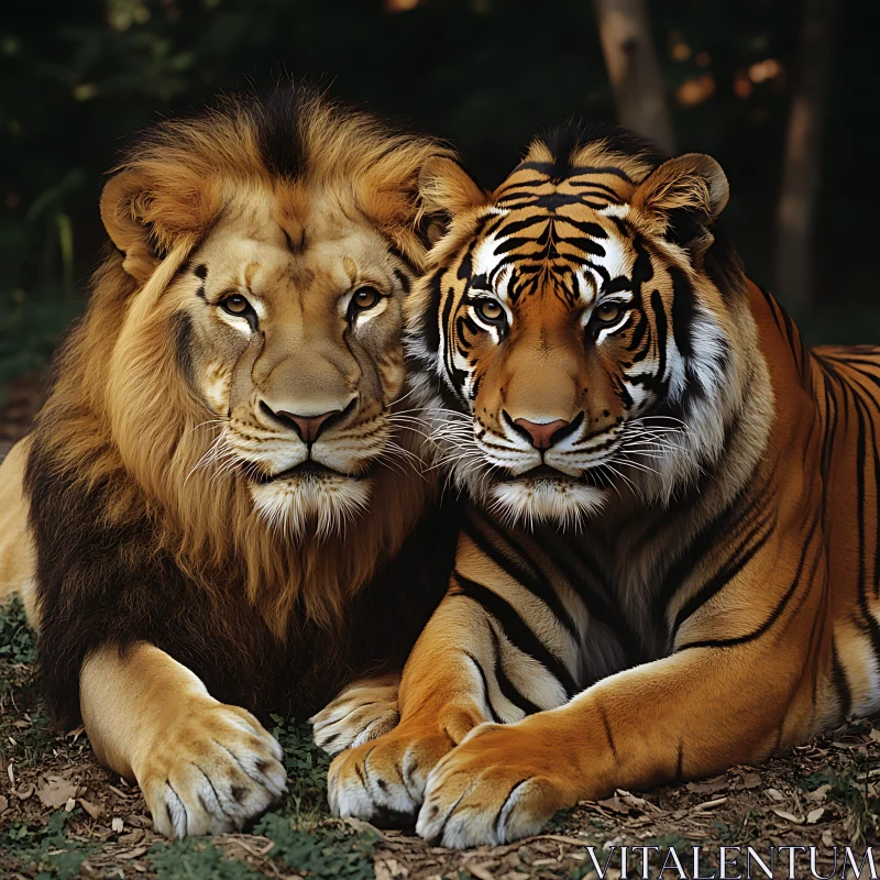 Portrait of a Lion and Tiger AI Image