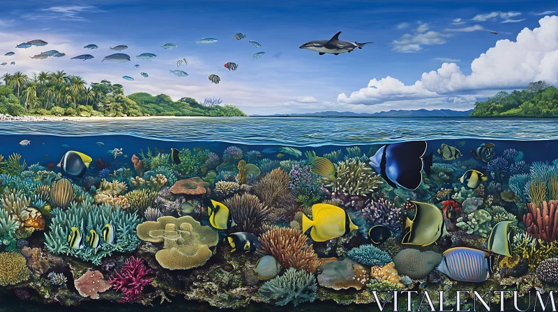 AI ART Underwater Coral Reef Paradise with Fish