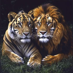 Wildlife Harmony: Lion and Tiger