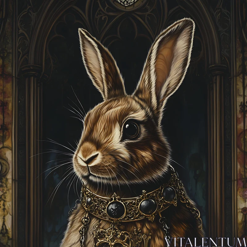 Rabbit in Gothic Splendor AI Image