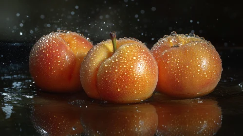 Fresh Plums with Water Droplets