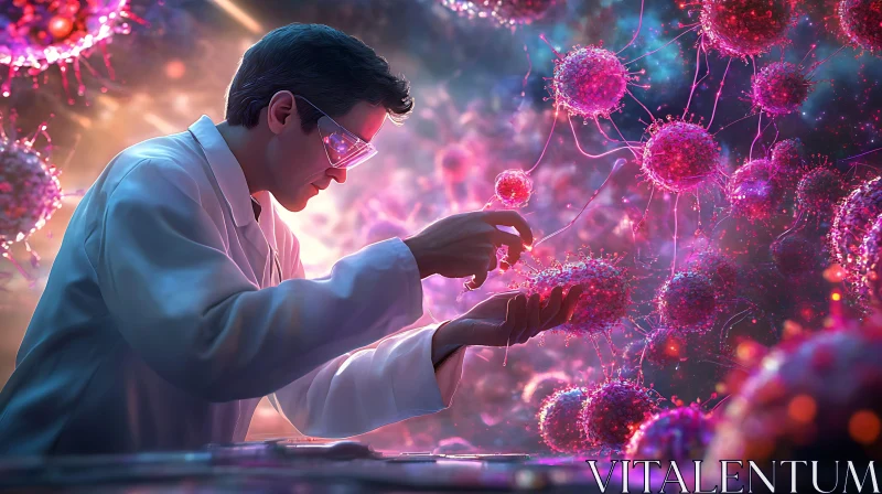 Scientist Examining Cells in Laboratory AI Image