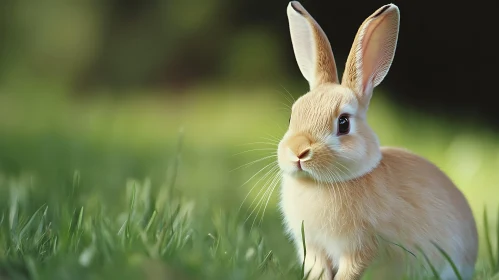 Cute Rabbit in Grassy Field