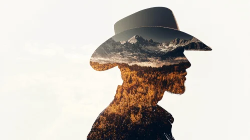 Mountain Landscape within Cowboy Silhouette