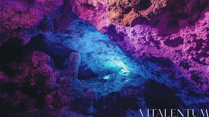 AI ART Magical Subterranean Cavern with Colorful Lights