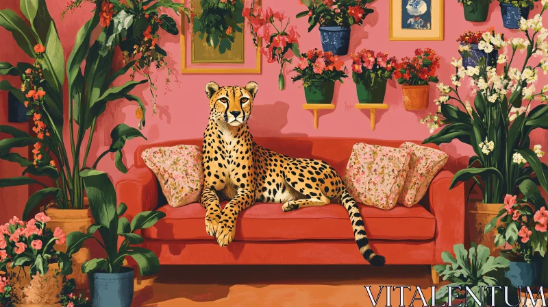 AI ART Relaxing Cheetah Home Interior Art