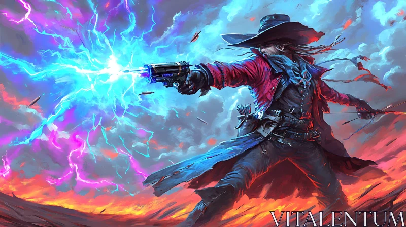 AI ART Arcane Cowboy with Energy Weapon