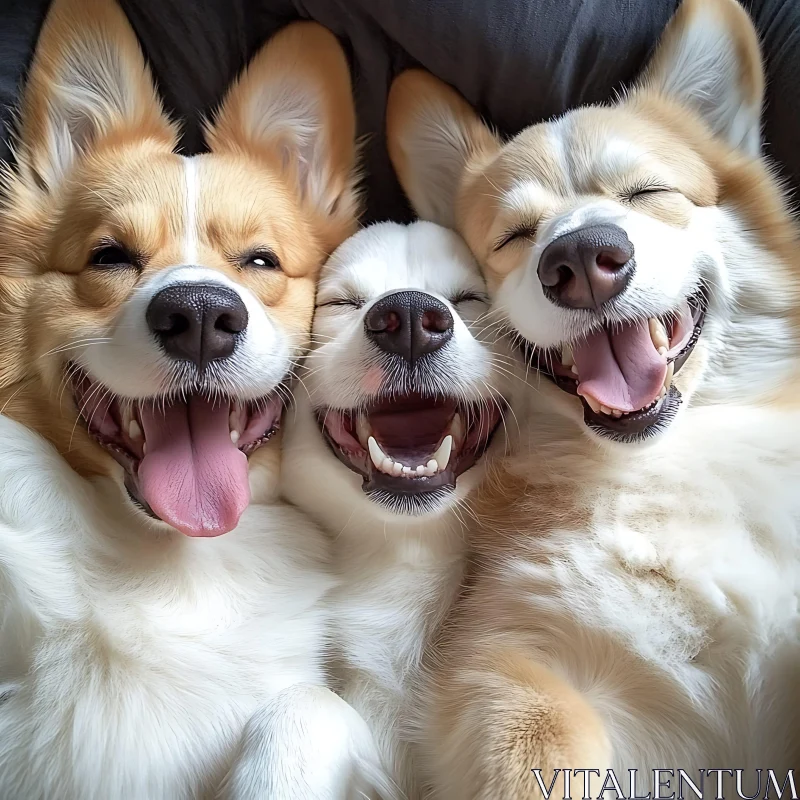 Joyful Dogs Snuggling Close Together AI Image