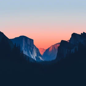 Peaceful Mountains at Dusk Artwork